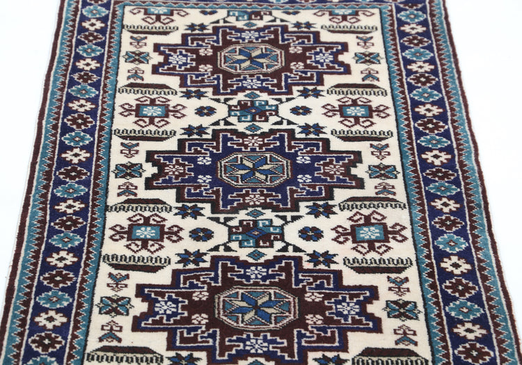 Persian Hand Knotted Ardabil Ardabil Wool Rug of Size 2'3'' X 3'6'' in Ivory and Blue Colors - Made in Iran