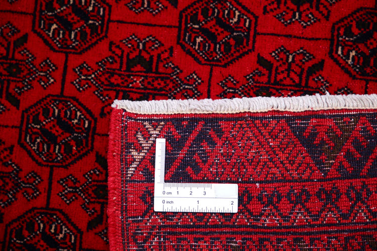 Tribal Hand Knotted Afghan Beljik Wool Rug of Size 6'6'' X 9'6'' in Red and Red Colors - Made in Afghanistan