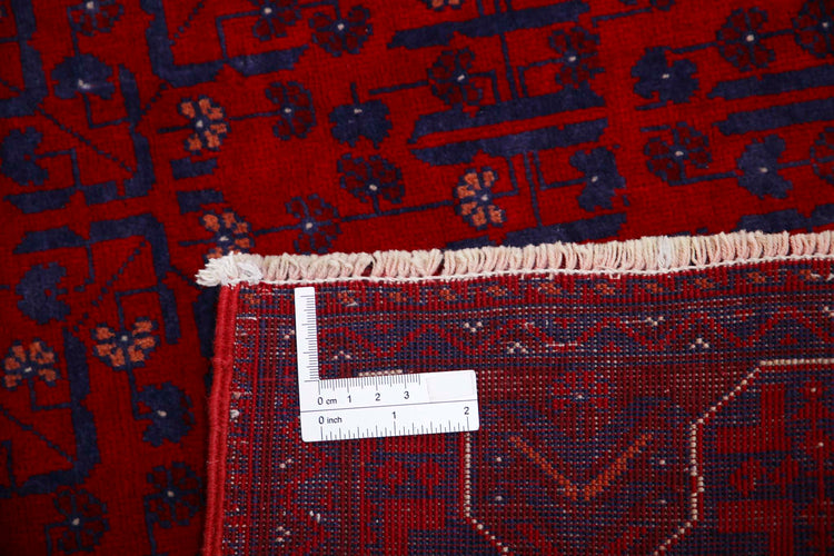 Tribal Hand Knotted Afghan Beljik Wool Rug of Size 3'3'' X 4'9'' in Red and Red Colors - Made in Afghanistan