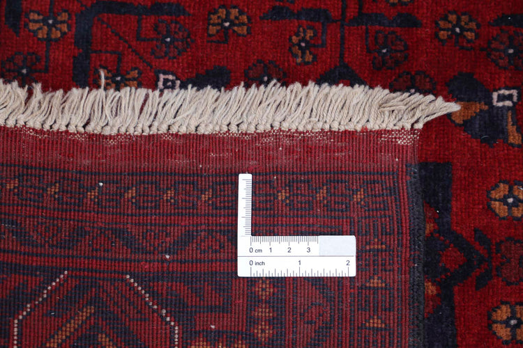 Tribal Hand Knotted Afghan Beljik Wool Rug of Size 2'7'' X 6'3'' in Red and Red Colors - Made in Afghanistan