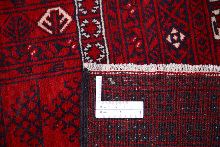 Tribal Hand Knotted Afghan Beljik Wool Rug of Size 5'1'' X 7'10'' in Red and Red Colors - Made in Afghanistan
