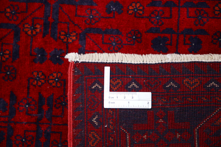 Tribal Hand Knotted Afghan Beljik Wool Rug of Size 2'6'' X 9'7'' in Red and Red Colors - Made in Afghanistan