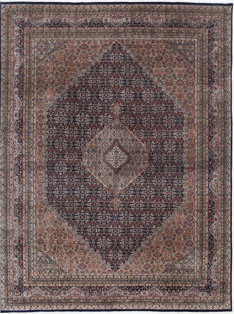 Persian Hand Knotted Bijar Bijar Wool Rug of Size 9'8'' X 12'10'' in Black and Black Colors - Made in Iran