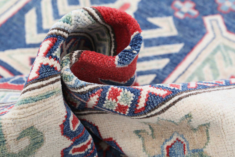 Tribal Hand Knotted Kazak Commerical Kazak Wool Rug of Size 8'2'' X 10'4'' in Red and Ivory Colors - Made in Afghanistan