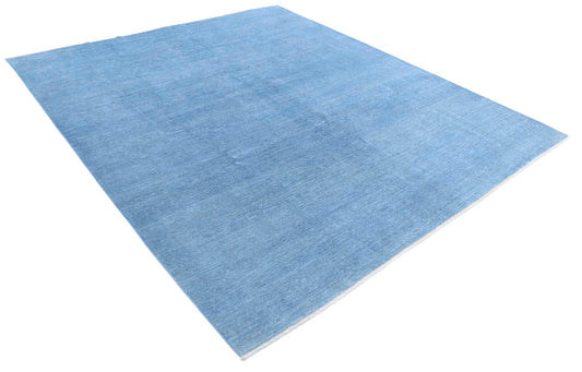 Transitional Hand Knotted Overdyed Farhan Wool Rug of Size 7'11'' X 9'1'' in Blue and  Colors - Made in Afghanistan