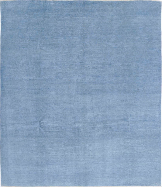 Transitional Hand Knotted Overdyed Farhan Wool Rug of Size 7'11'' X 9'1'' in Blue and  Colors - Made in Afghanistan