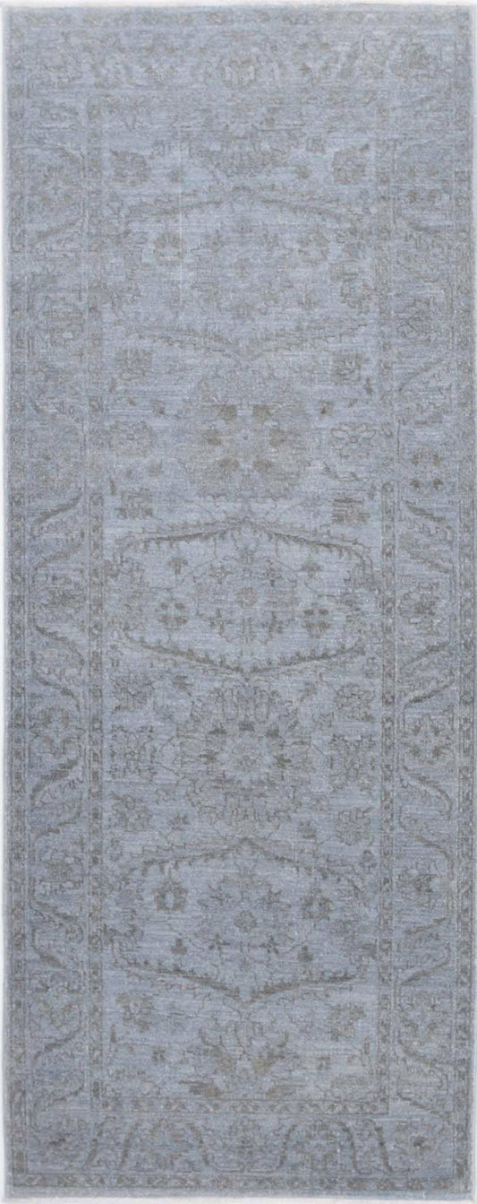 Transitional Hand Knotted Overdyed Farhan Wool Rug of Size 2'8'' X 6'11'' in Blue and Blue Colors - Made in Afghanistan