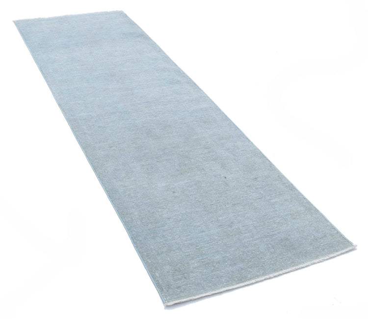 Transitional Hand Knotted Overdyed Farhan Wool Rug of Size 2'6'' X 8'3'' in Grey and Colors - Made in Afghanistan
