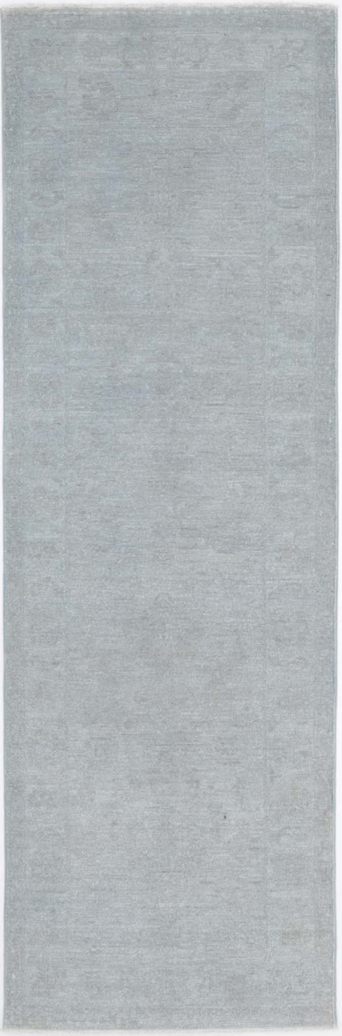 Transitional Hand Knotted Overdyed Farhan Wool Rug of Size 2'6'' X 8'3'' in Grey and Colors - Made in Afghanistan