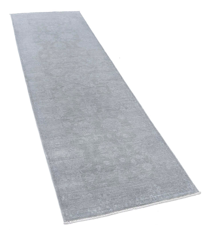 Transitional Hand Knotted Overdyed Farhan Wool Rug of Size 2'7'' X 8'3'' in Grey and Colors - Made in Afghanistan