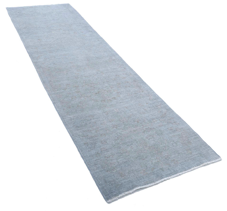 Transitional Hand Knotted Overdyed Farhan Wool Rug of Size 2'9'' X 9'11'' in Grey and Colors - Made in Afghanistan