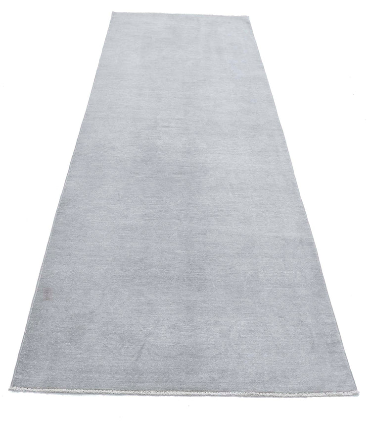 Transitional Hand Knotted Overdyed Farhan Wool Rug of Size 3'2'' X 9'0'' in Grey and Grey Colors - Made in Afghanistan