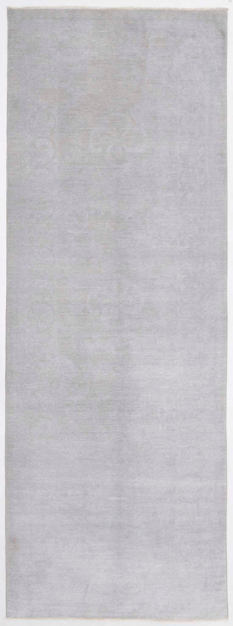Transitional Hand Knotted Overdyed Farhan Wool Rug of Size 3'2'' X 9'0'' in Grey and Grey Colors - Made in Afghanistan