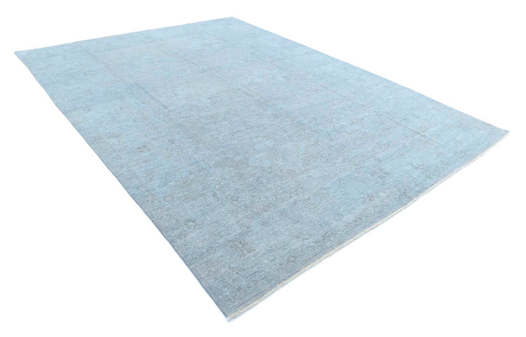 Transitional Hand Knotted Overdyed Farhan Wool Rug of Size 8'10'' X 11'8'' in Grey and Colors - Made in Afghanistan