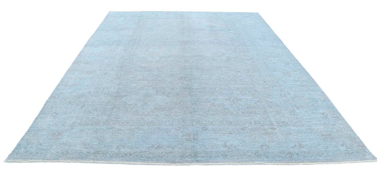 Transitional Hand Knotted Overdyed Farhan Wool Rug of Size 8'10'' X 11'8'' in Grey and Colors - Made in Afghanistan