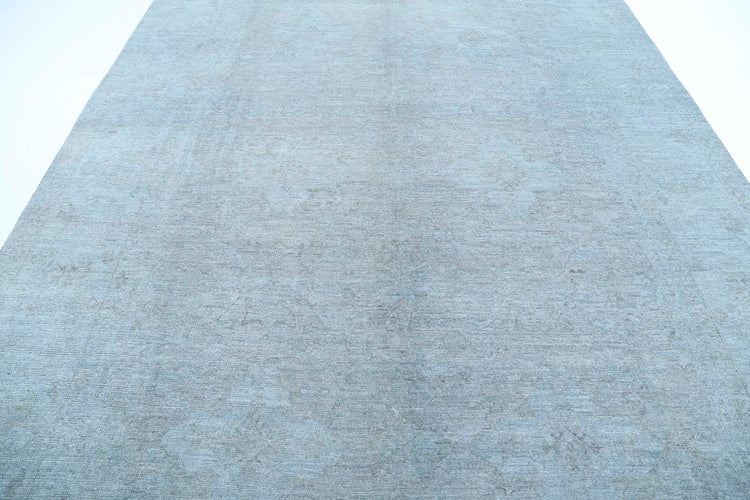 Transitional Hand Knotted Overdyed Farhan Wool Rug of Size 8'10'' X 11'8'' in Grey and Colors - Made in Afghanistan