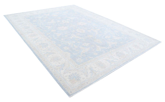Traditional Hand Knotted Serenity Farhan Wool Rug of Size 8'11'' X 11'8'' in Grey and Ivory Colors - Made in Afghanistan