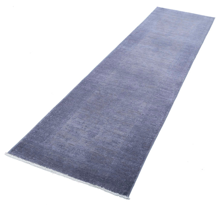 Transitional Hand Knotted Overdyed Farhan Wool Rug of Size 2'6'' X 9'6'' in Grey and Grey Colors - Made in Afghanistan