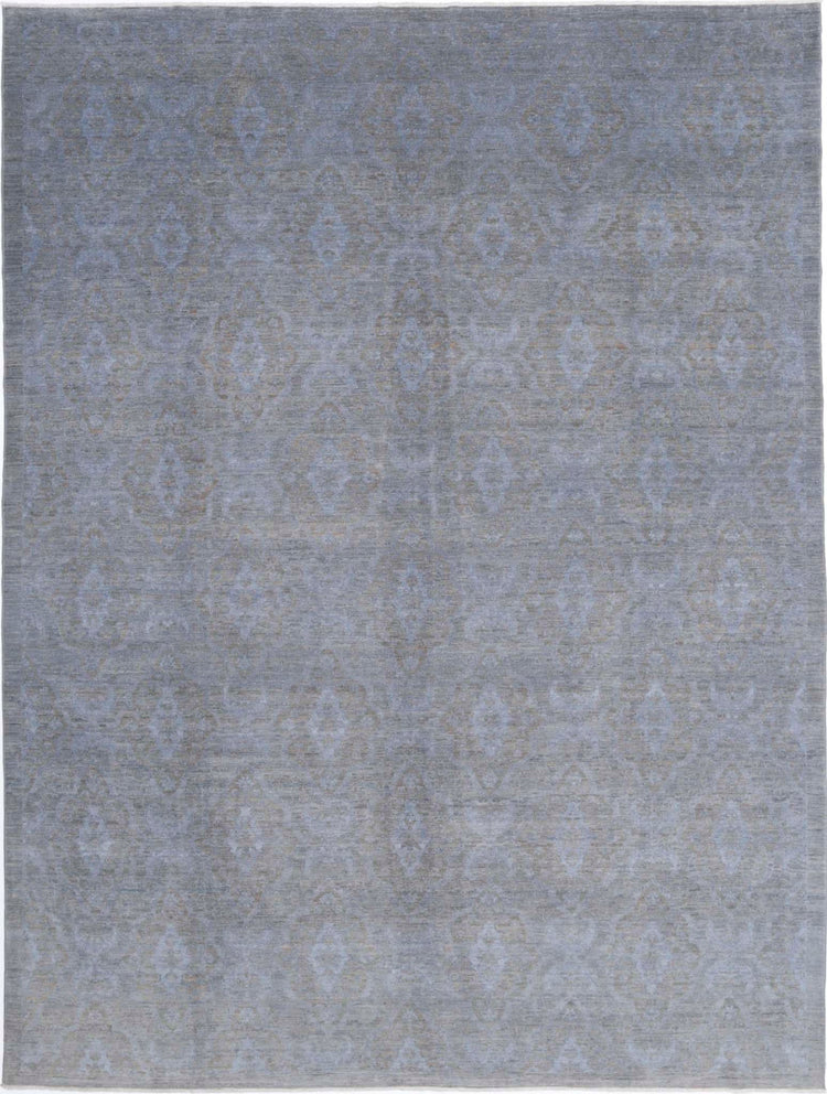 Transitional Hand Knotted Overdyed Farhan Wool Rug of Size 8'0'' X 10'7'' in Grey and Colors - Made in Afghanistan