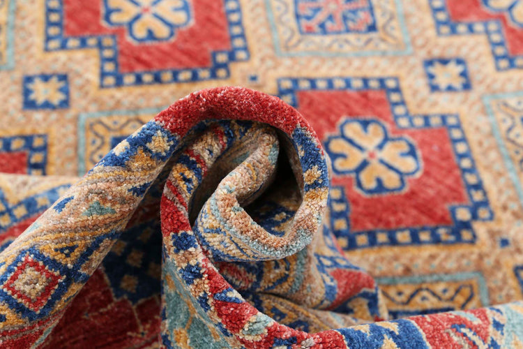 Traditional Hand Knotted Ziegler Farhan Wool Rug of Size 8'1'' X 9'11'' in Gold and Red Colors - Made in Afghanistan