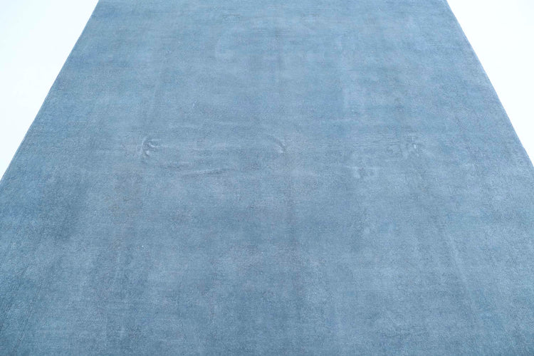 Transitional Hand Knotted Overdyed Farhan Wool Rug of Size 7'8'' X 9'5'' in Blue and Blue Colors - Made in Afghanistan