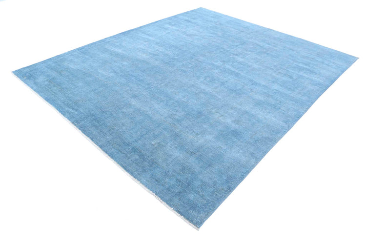 Transitional Hand Knotted Overdyed Farhan Wool Rug of Size 7'11'' X 9'8'' in Blue and Colors - Made in Afghanistan