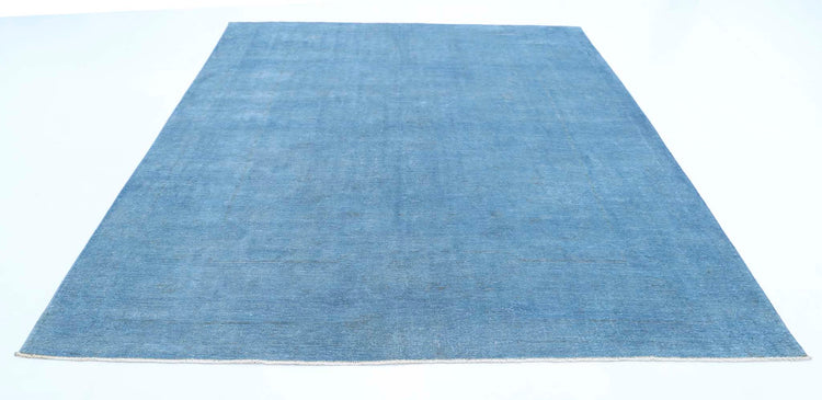 Transitional Hand Knotted Overdyed Farhan Wool Rug of Size 7'11'' X 9'8'' in Blue and Colors - Made in Afghanistan