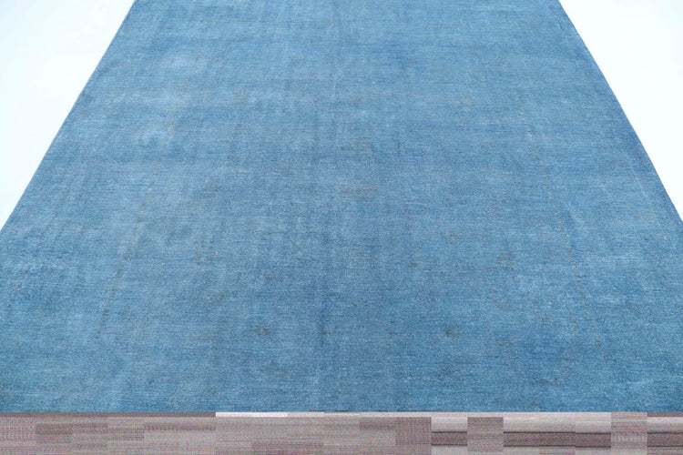 Transitional Hand Knotted Overdyed Farhan Wool Rug of Size 7'11'' X 9'8'' in Blue and Colors - Made in Afghanistan