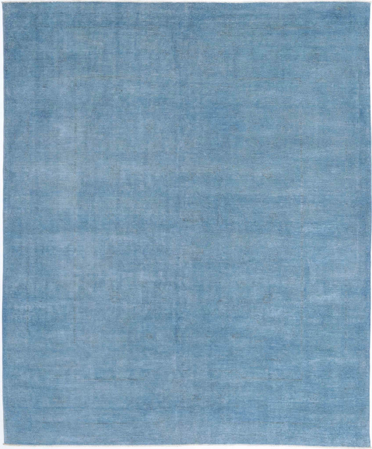 Transitional Hand Knotted Overdyed Farhan Wool Rug of Size 7'11'' X 9'8'' in Blue and Colors - Made in Afghanistan
