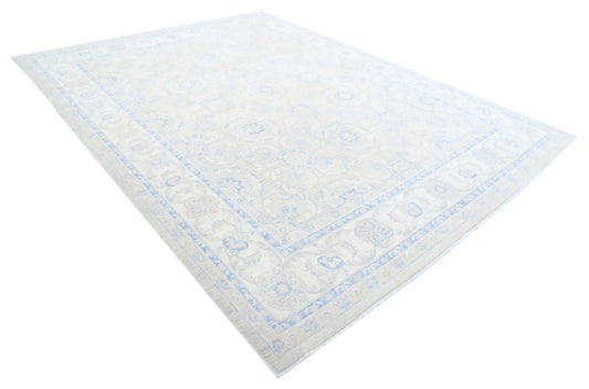 Traditional Hand Knotted Serenity Farhan Wool Rug of Size 9'0'' X 12'1'' in Ivory and Ivory Colors - Made in Afghanistan