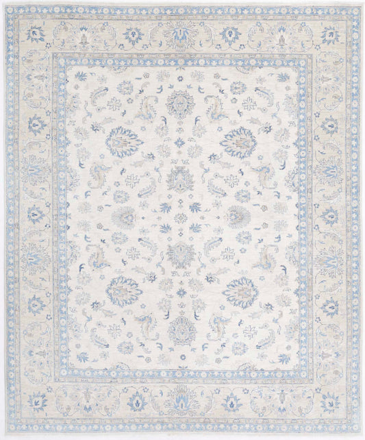 Traditional Hand Knotted Serenity Farhan Wool Rug of Size 7'9'' X 9'4'' in Ivory and Gold Colors - Made in Afghanistan