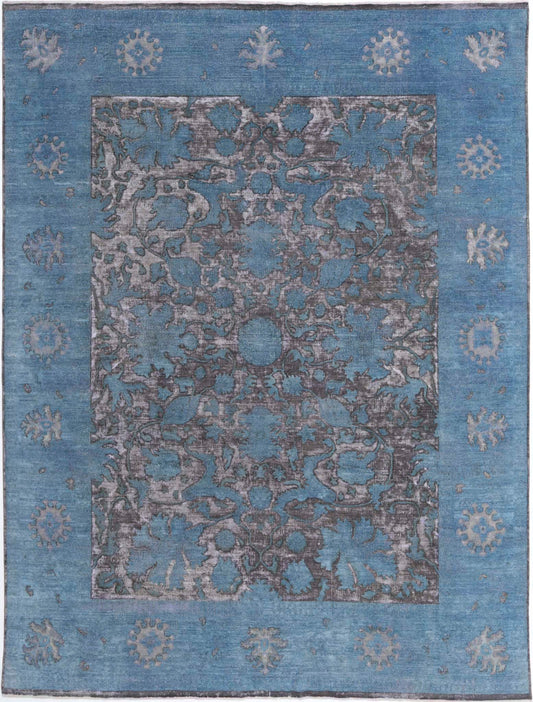 Transitional Hand Knotted Onyx Farhan Wool Rug of Size 8'9'' X 11'7'' in Blue and  Colors - Made in Afghanistan