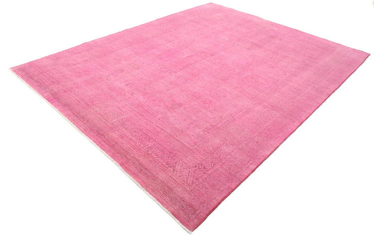 Transitional Hand Knotted Overdyed Farhan Wool Rug of Size 7'9'' X 9'10'' in Pink and Pink Colors - Made in Afghanistan