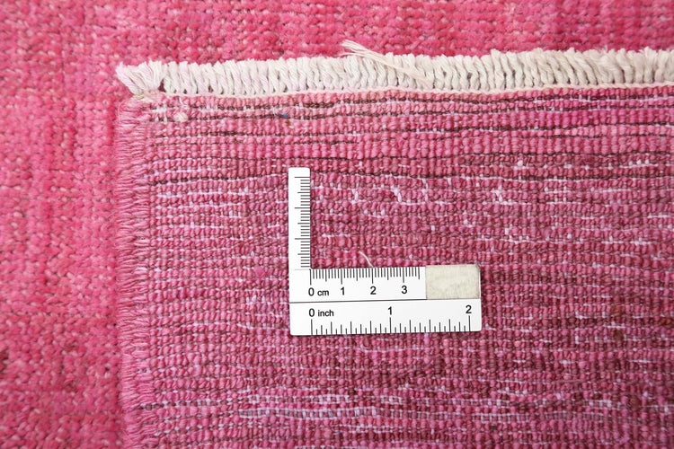 Transitional Hand Knotted Overdyed Farhan Wool Rug of Size 7'9'' X 9'10'' in Pink and Pink Colors - Made in Afghanistan