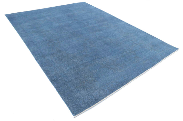 Transitional Hand Knotted Overdyed Farhan Wool Rug of Size 7'9'' X 10'3'' in Blue and Blue Colors - Made in Afghanistan