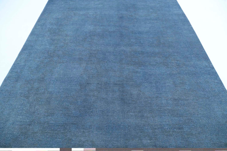 Transitional Hand Knotted Overdyed Farhan Wool Rug of Size 7'9'' X 10'3'' in Blue and Blue Colors - Made in Afghanistan