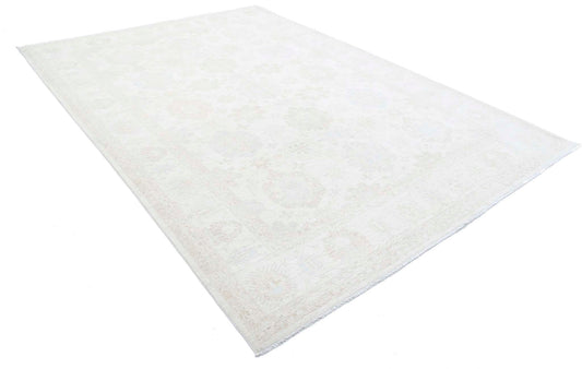 Traditional Hand Knotted Serenity Farhan Wool Rug of Size 7'11'' X 11'2'' in Ivory and Taupe Colors - Made in Afghanistan
