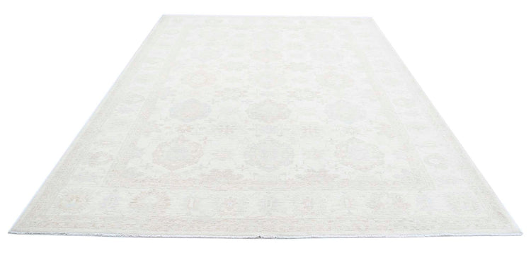 Traditional Hand Knotted Serenity Farhan Wool Rug of Size 7'11'' X 11'2'' in Ivory and Taupe Colors - Made in Afghanistan