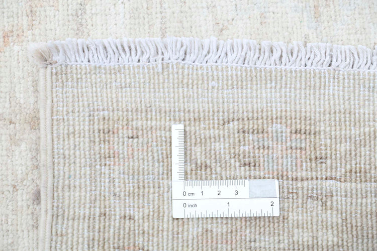 Traditional Hand Knotted Serenity Farhan Wool Rug of Size 7'11'' X 11'2'' in Ivory and Taupe Colors - Made in Afghanistan