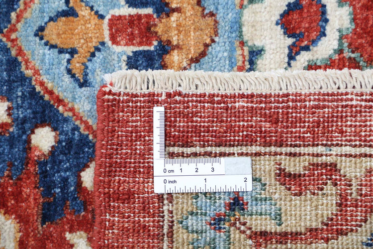 Traditional Hand Knotted Ziegler Farhan Wool Rug of Size 9'2'' X 11'6'' in Red and Blue Colors - Made in Afghanistan