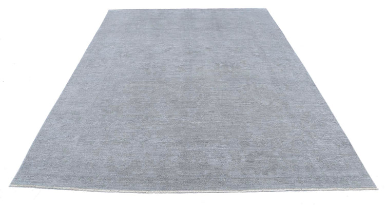 Transitional Hand Knotted Overdyed Farhan Wool Rug of Size 7'3'' X 9'6'' in Grey and Grey Colors - Made in Afghanistan