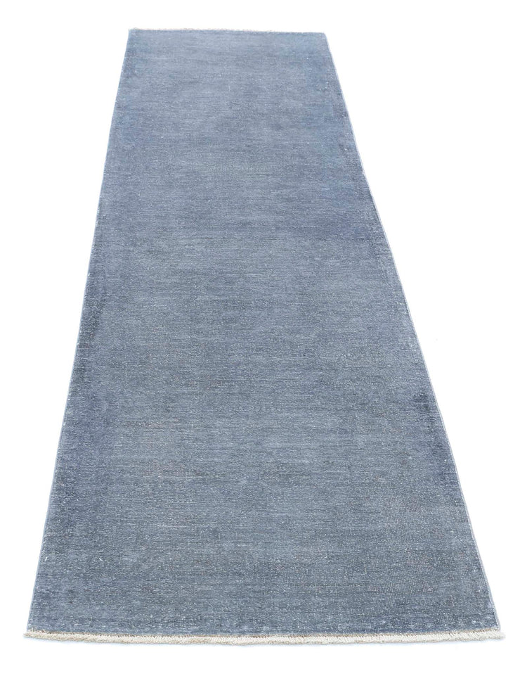 Transitional Hand Knotted Overdyed Farhan Wool Rug of Size 2'7'' X 8'8'' in Grey and Grey Colors - Made in Afghanistan