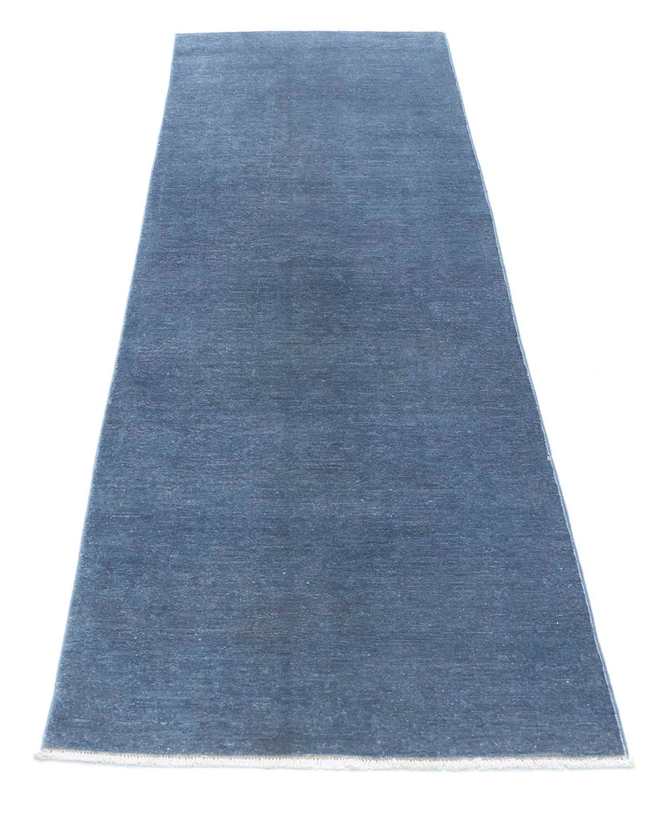 Transitional Hand Knotted Overdyed Farhan Wool Rug of Size 2'5'' X 8'0'' in Blue and Colors - Made in Afghanistan