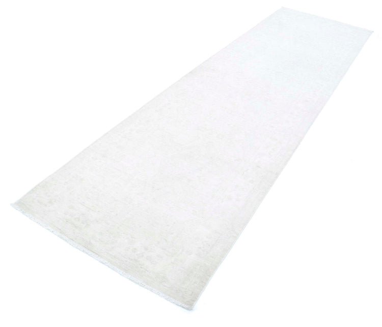Traditional Hand Knotted Serenity Farhan Wool Rug of Size 3'2'' X 10'9'' in Ivory and Ivory Colors - Made in Afghanistan
