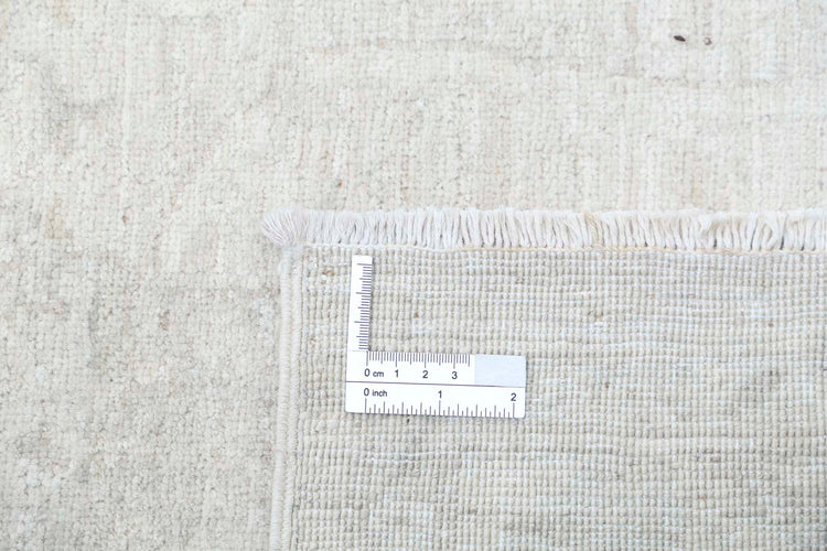 Traditional Hand Knotted Serenity Farhan Wool Rug of Size 3'2'' X 10'9'' in Ivory and Ivory Colors - Made in Afghanistan