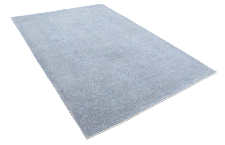 Transitional Hand Knotted Overdyed Farhan Wool Rug of Size 6'3'' X 9'8'' in Grey and Grey Colors - Made in Afghanistan