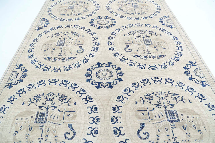 Traditional Hand Knotted Serenity Farhan Wool Rug of Size 8'2'' X 11'4'' in Brown and Brown Colors - Made in Afghanistan