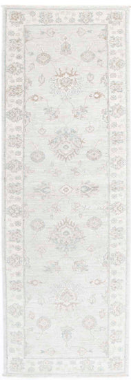 Traditional Hand Knotted Serenity Farhan Wool Rug of Size 2'6'' X 7'8'' in Grey and Ivory Colors - Made in Afghanistan