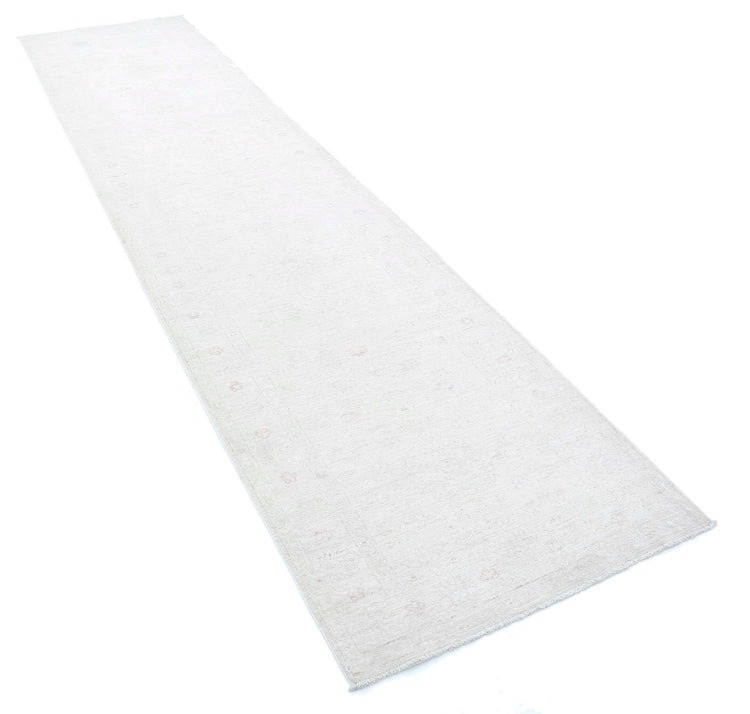 Traditional Hand Knotted Serenity Farhan Wool Rug of Size 2'9'' X 12'2'' in Ivory and Taupe Colors - Made in Afghanistan