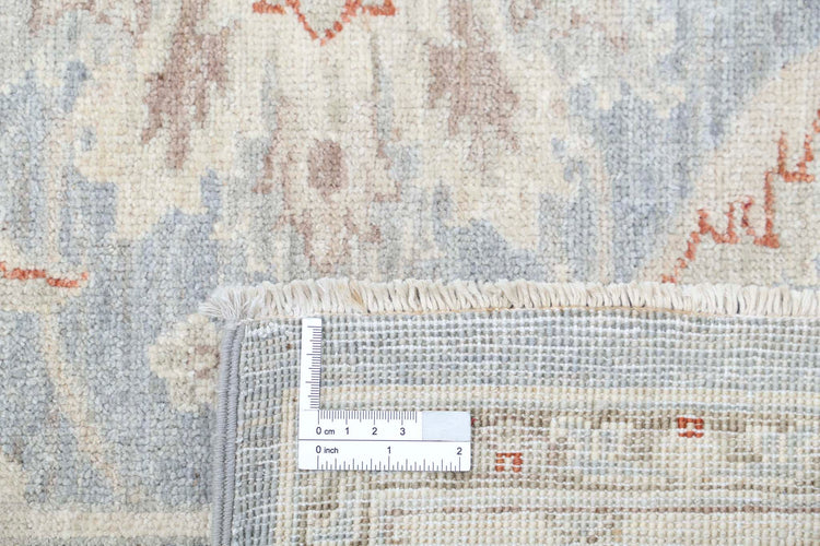 Traditional Hand Knotted Serenity Farhan Wool Rug of Size 3'10'' X 12'6'' in Grey and Ivory Colors - Made in Afghanistan